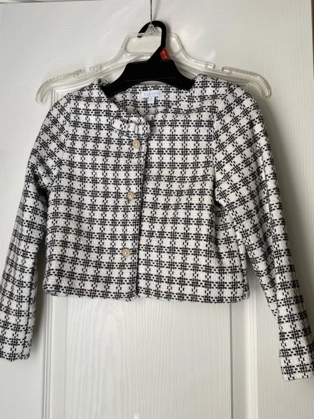 btween Black & White Houndstooth Cropped Jacket and skirt. (Set) - Picture 3 of 12